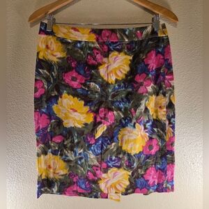 J Crew Size 6 Floral Cotton Blend Pencil Skirt